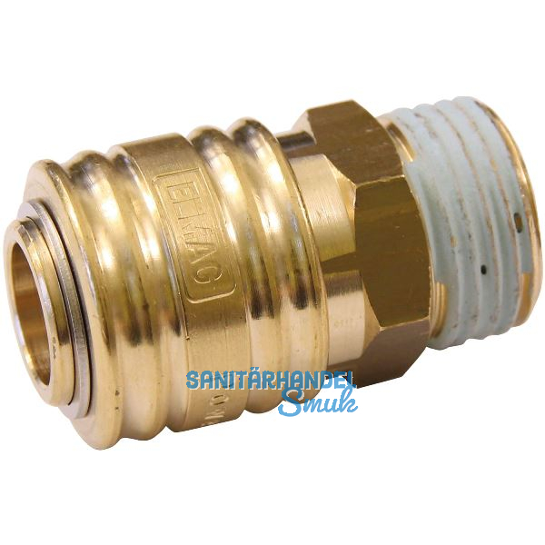 Euro Druckluft Kupplung aus Messing mit Au�engewinde 1/4"