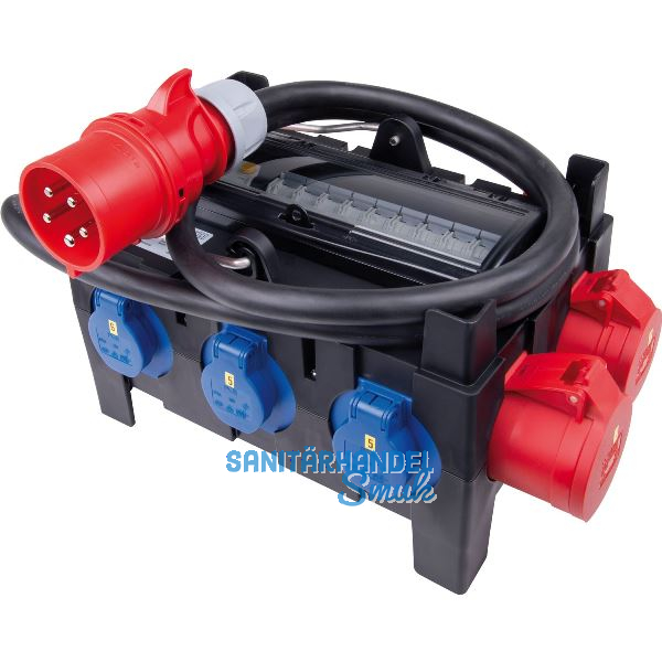 PCE Mobilverteiler Kunststoff Ischl tragbar 16A 6x250V/3x400V+FI IP44