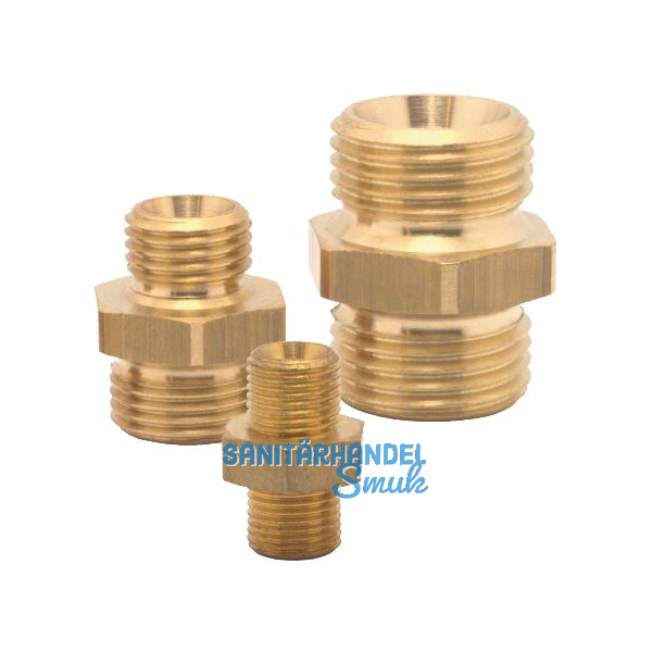 Druckluft Doppelnippel mit AG 3/8" und AG 1/2" aus Messing
