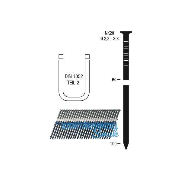 Nagelstreifen NK20 4,6 x 160 mm HBK blank geharzt Kunststoffgebunden 20 Grad