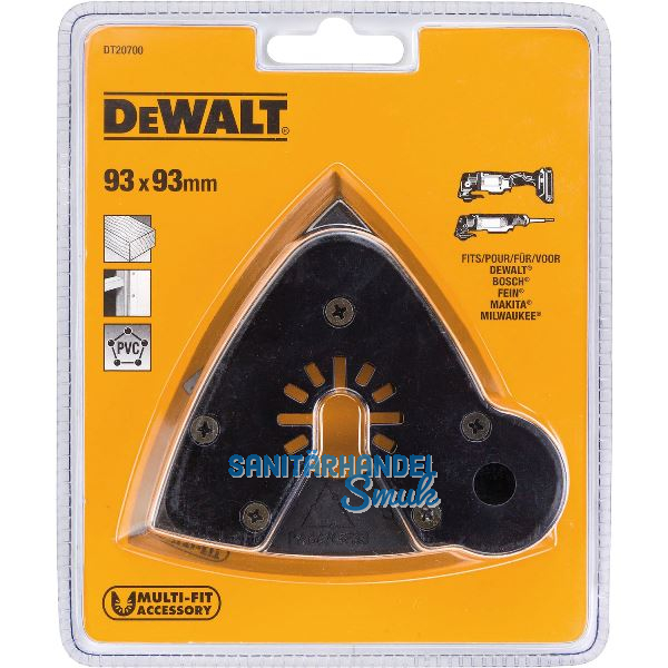 DEWALT Multi-Tool Schleifplatte DT 20700 Abmessung 93 x 93mm