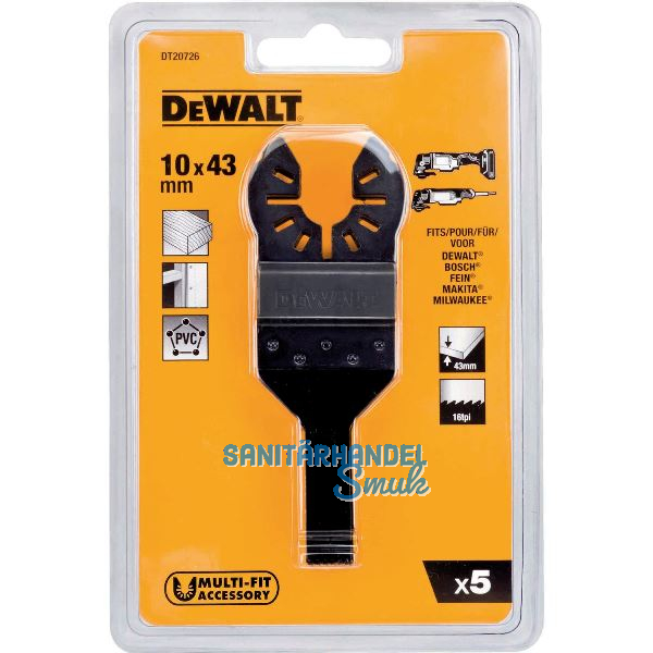 DEWALT Multi Tool S�geblatt Detail DT 20726 Breite 10mm L�nge 43mm (5 St�ck)