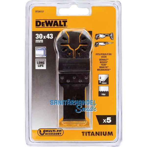 DEWALT Multi Tool S�geblatt Titan DT 20727 Breite 30mm L�nge 43mm (5 St�ck)