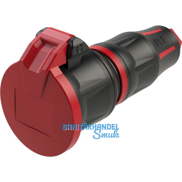 PCE Schutzkontaktkupplung KD TOPTAURUS2 Gummi 2-polig IP54 rot/schwarz