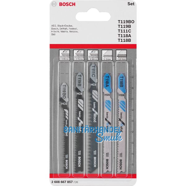 BOSCH Stichs�geblatt-Set Holz Metall Einnockenschaft 5-teilig