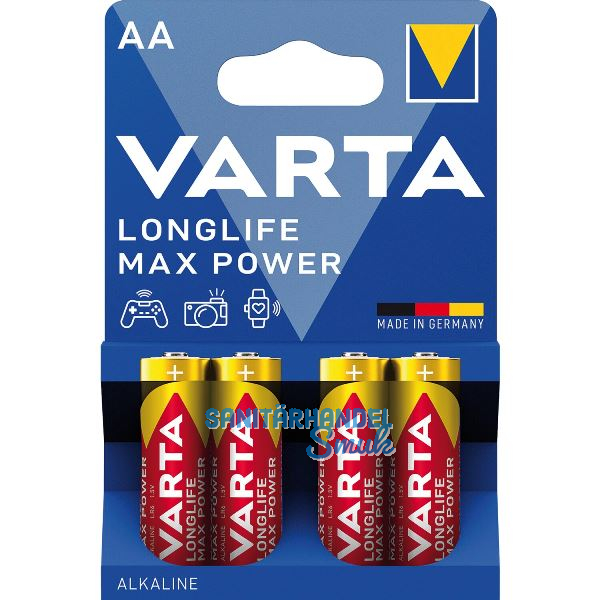 VARTA Batterie Longlife Max Power LR6/AA 1,5 Volt 4 St�ck