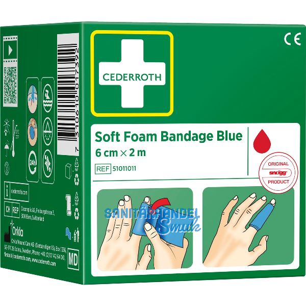 CEDERROTH Soft Foam Bandage Rolle Farbe blau L�nge 200 cm Breite 6 cm