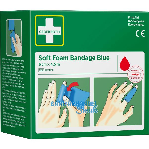 CEDERROTH Soft Foam Bandage Rolle Farbe blau L�nge 450 cm Breite 6 cm