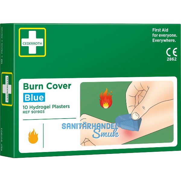 CEDERROTH Hydrogelpflaster Burn Cover blau 10 Pflaster 74 x 45 mm