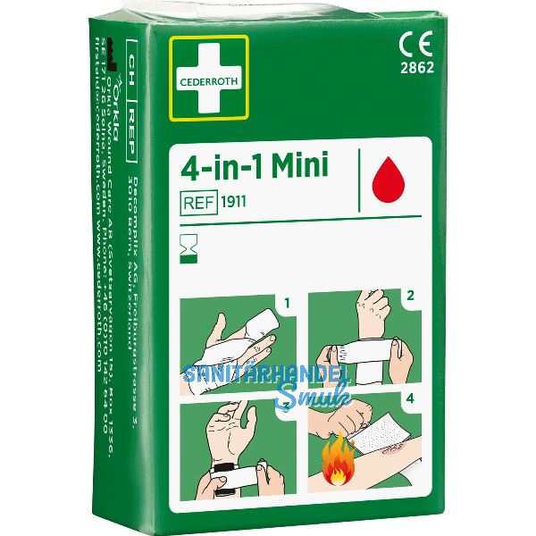 CEDERROTH Universalverband mini 4-in-1 Blutstiller 1Kompresse+1Binde