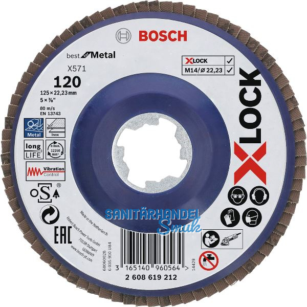 BOSCH Schleiflamellenteller Best for Metal X-LOCK gerade � 125 mm Korn 120