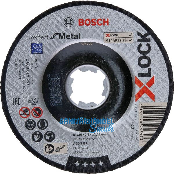 BOSCH Trennscheibe f�r Metall X-LOCK gekr�pfte Form 125 x 2,5 x 22,23 mm
