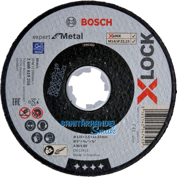 BOSCH Trennscheibe f�r Metall X-LOCK gerade Form 125 x 2,5 x 22,23 mm