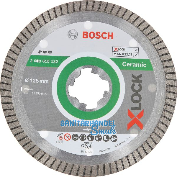 BOSCH X-LOCK Diamant-Trennscheibe Best for Ceramic extra clean turbo 125x1,4 mm