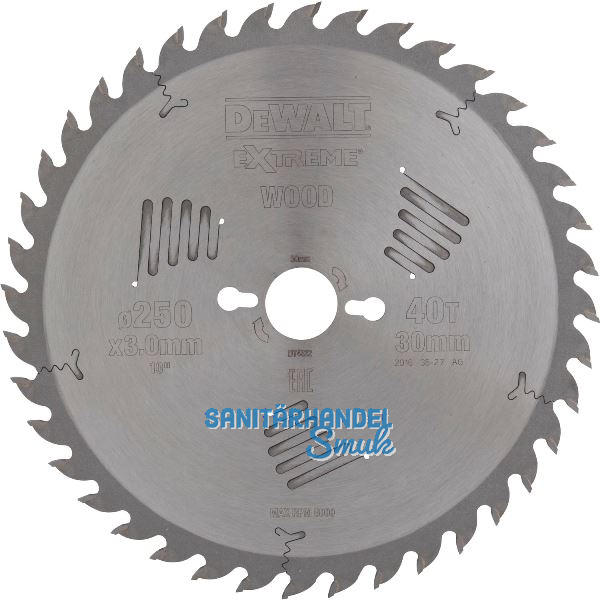 DEWALT Kreiss�geblatt HW � 250x3,0x30 mm Z40 Wechselzahn (WZ) positiv