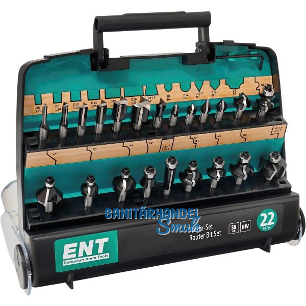 ENT Fr�serkassette HW 22-teilig in Kunststoffbox