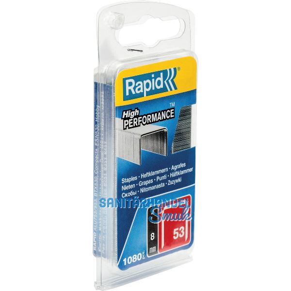RAPID Klammern Type 53 8 mm aus Stahldraht (1080 St�ck) Blister