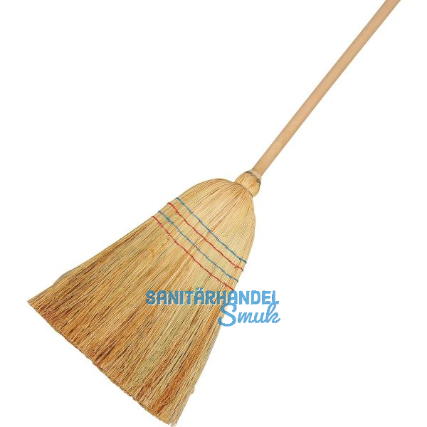 MASTA Reisstrohbesen 4-Naht mit Holzstiel