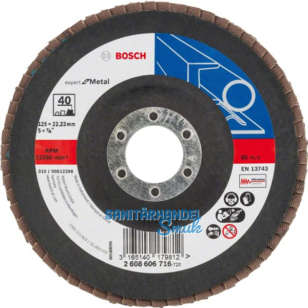 BOSCH Schleiflamellenteller X551 Expert for Metal � 125 mm Korn 40