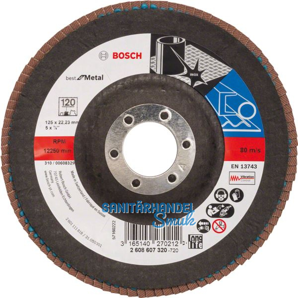 BOSCH Schleiflamellenteller X571 Best for Metal � 125 mm Korn 120