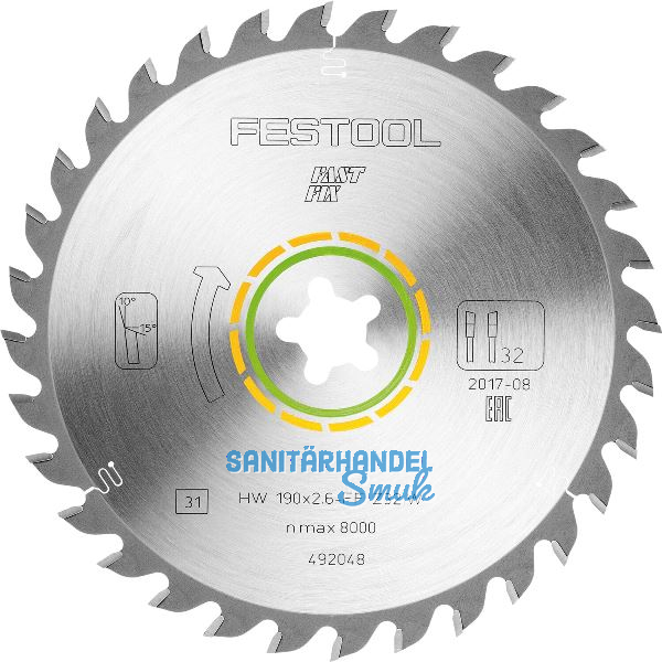 FESTOOL Universal Kreiss�geblatt HW � 190 x 2.6 FastFix Z�hne 32 Wechselzahn