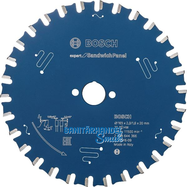BOSCH Kreiss�geblatt Expert for Sandwich Panel � 165x1,6x20 mm ZZ 30 (MTCG)pos.