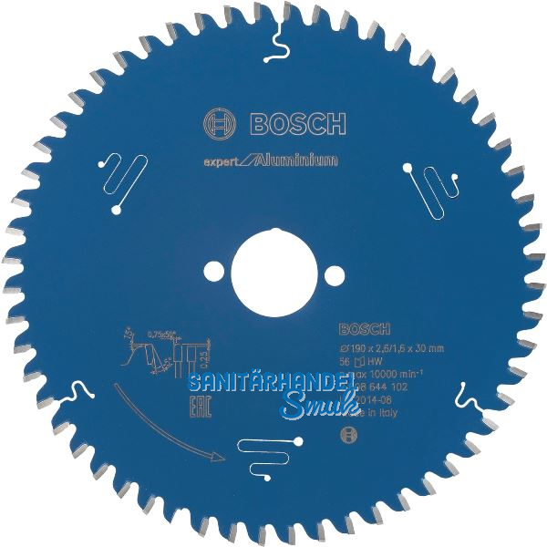 BOSCH Kreiss�geblatt Expert for Aluminium � 190 x 1,6 x 30 mm ZZ 56 (HLTCG) neg.