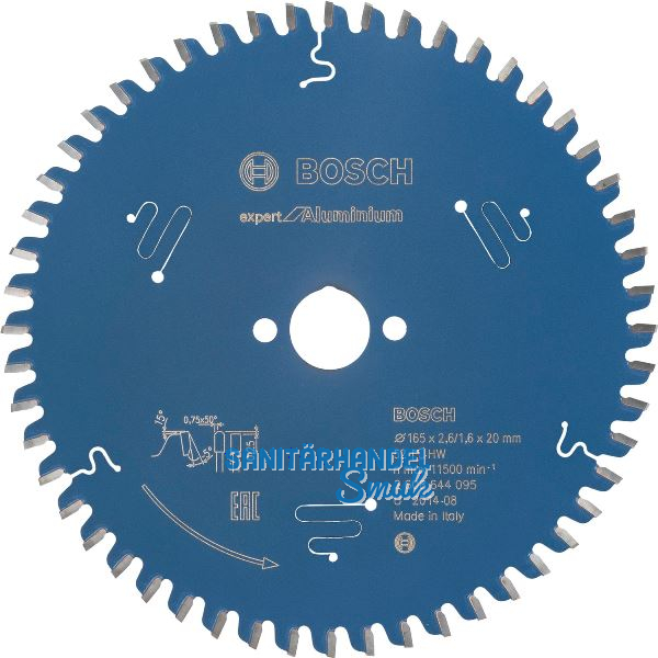 BOSCH Kreiss�geblatt Expert for Aluminium � 165 x 1,6 x 20 mm ZZ 52 (HLTCG) neg.