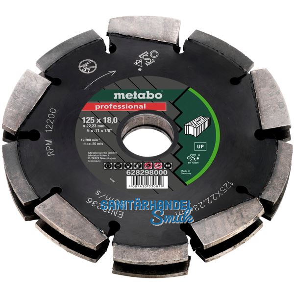 METABO Diamant-Fr�sscheibe Professional UP-T 125x18x22,23 mm Mauerschlitze