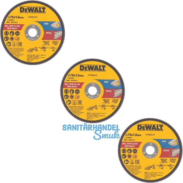 DEWALT Trennscheibe gerade 76 x 1,6 x 9,5 mm Metall/Inox