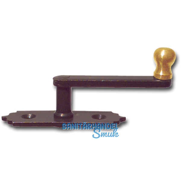 Fensterreiber Antik mit Messingknopf, 20 mm, Stahl schwarz lackiert