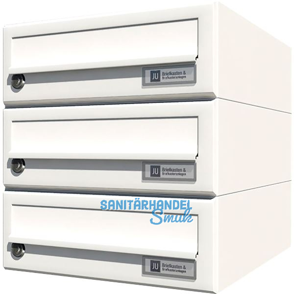 JU Hausbrieffachanlage 3-teilig, 300 x 330 x 380 mm, Stahl wei� RAL 9016