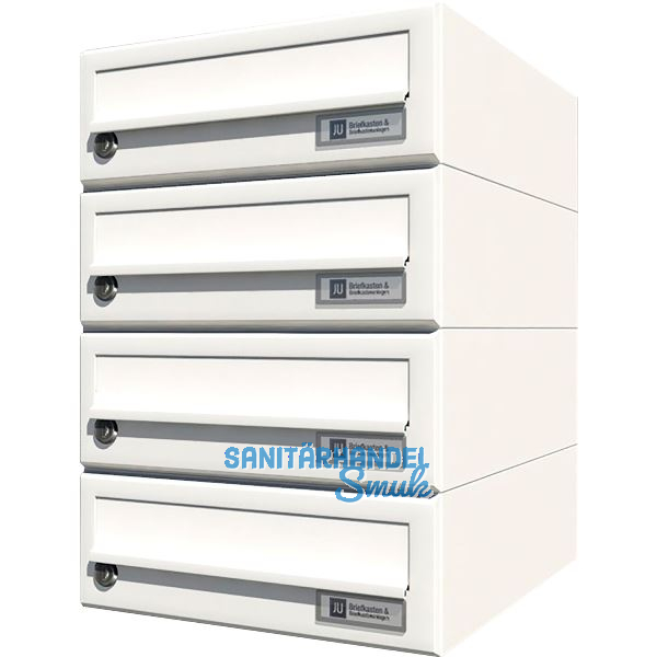 JU Hausbrieffachanlage 4-teilig, 300 x 440 x 380 mm, Stahl wei� RAL 9016