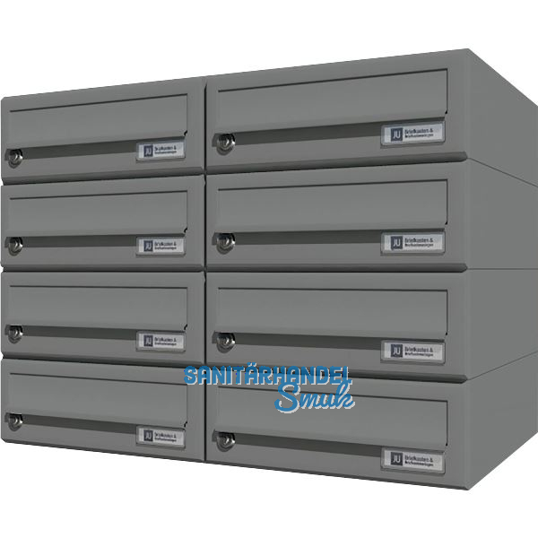 JU Hausbrieffachanlage 8-teilig, 600 x 440 x 380 mm, Stahl grau RAL 9007