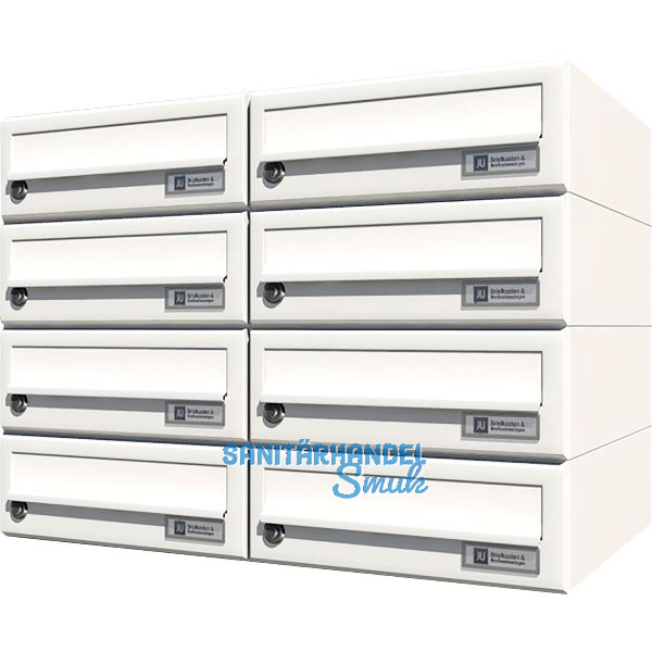 JU Hausbrieffachanlage 8-teilig, 600 x 440 x 380 mm, Stahl wei� RAL 9016