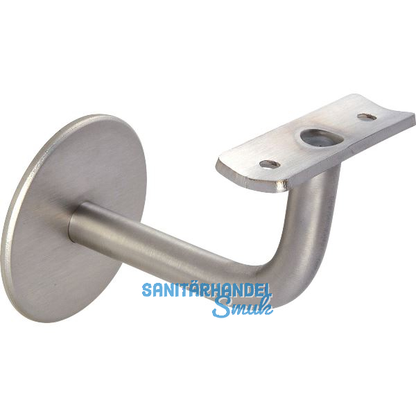 Handlauftr�ger mit Winkel, Ros. � 60 mm, Wandabstand 74 mm, Edelstahl matt