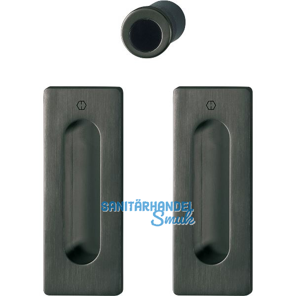 HOPPE Schiebet�rmuschel Set M464 - BL, eckige Rosette, schwarz satiniert