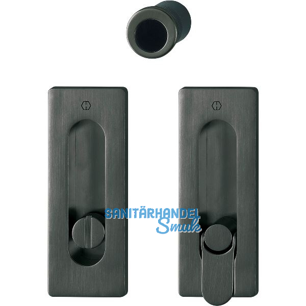 HOPPE Schiebet�rmuschel Set M464 - WC, eckige Rosette, Messing schwarz satiniert
