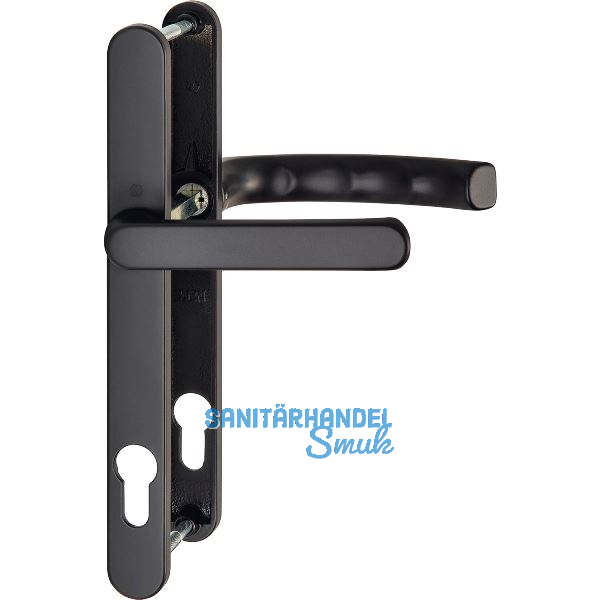 Dr�ckergarnitur LI�GE - Schmalschild 24 mm, Griff flach,67 - 72,schwarz matt