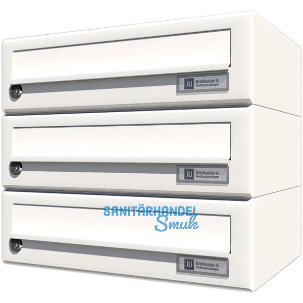 JU Hausbrieffachanlage 3-teilig, 375 x 330 x 280 mm, Stahl wei� RAL 9016
