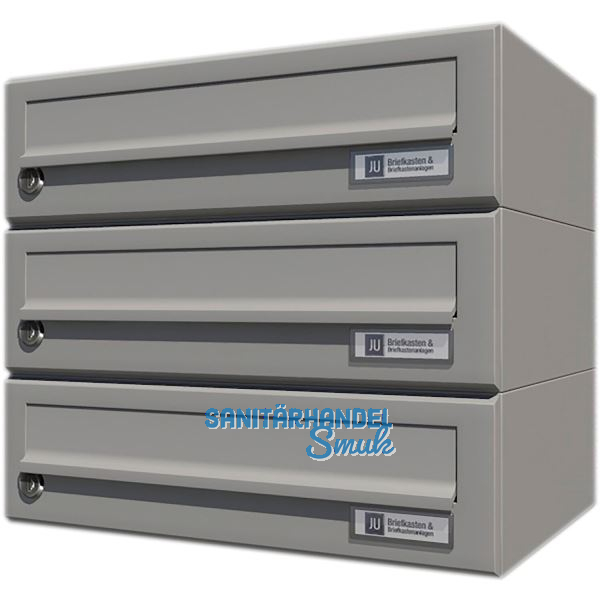 JU Hausbrieffachanlage 3-teilig, 375 x 330 x 280 mm, Stahl grau RAL 9007