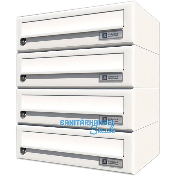 JU Hausbrieffachanlage 4-teilig, 375 x 440 x 280 mm, Stahl wei� RAL 9016