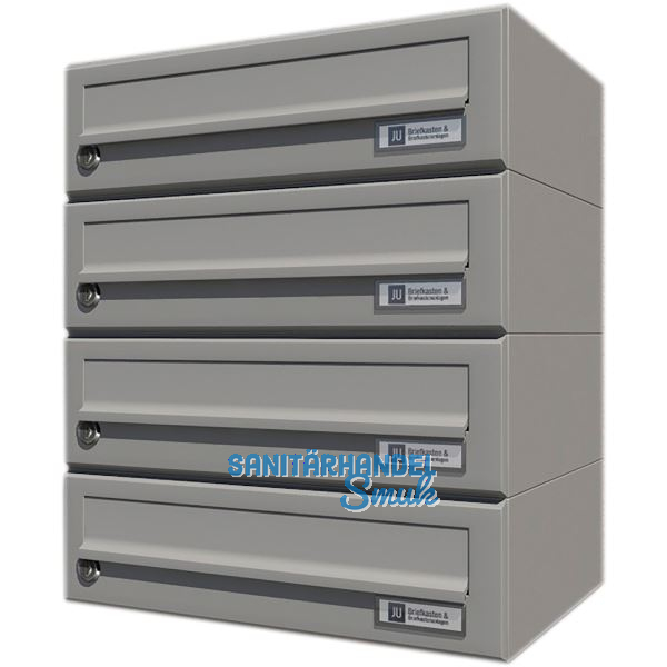JU Hausbrieffachanlage 4-teilig, 375 x 440 x 280 mm, Stahl grau RAL 9007