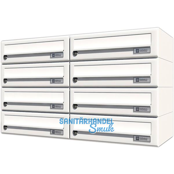 JU Hausbrieffachanlage 8-teilig, 750 x 440 x 280 mm, Stahl wei� RAL 9016