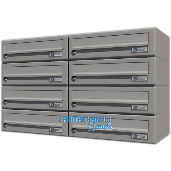 JU Hausbrieffachanlage 8-teilig, 750 x 440 x 280 mm, Stahl grau RAL 9007