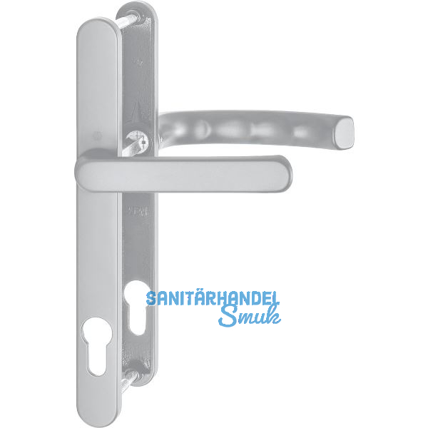 Dr�ckergarnitur LI�GE - Schmalschild 24 mm, Griff flach,67 - 72,silber eloxiert