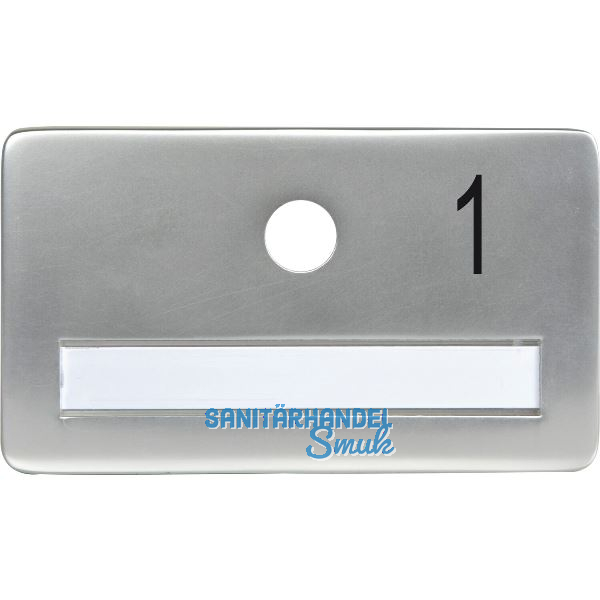 SOLIDO Namensschild ohne Spion, Bohrung � 14, Alu silber eloxiert, Gravur Nr. 1