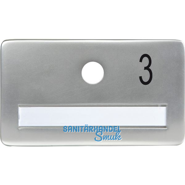 SOLIDO Namensschild ohne Spion, Bohrung � 14, Alu silber eloxiert, Gravur Nr. 3