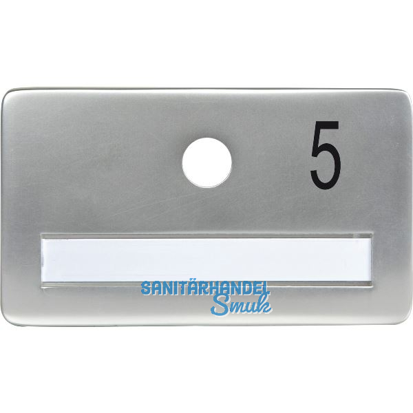 SOLIDO Namensschild ohne Spion, Bohrung � 14, Alu silber eloxiert, Gravur Nr. 5