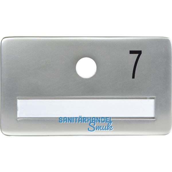 SOLIDO Namensschild ohne Spion, Bohrung � 14, Alu silber eloxiert, Gravur Nr. 7